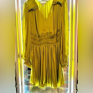 Ryegrass’ Brand Green tea color cocktail party dress shiny thin satiny fabric